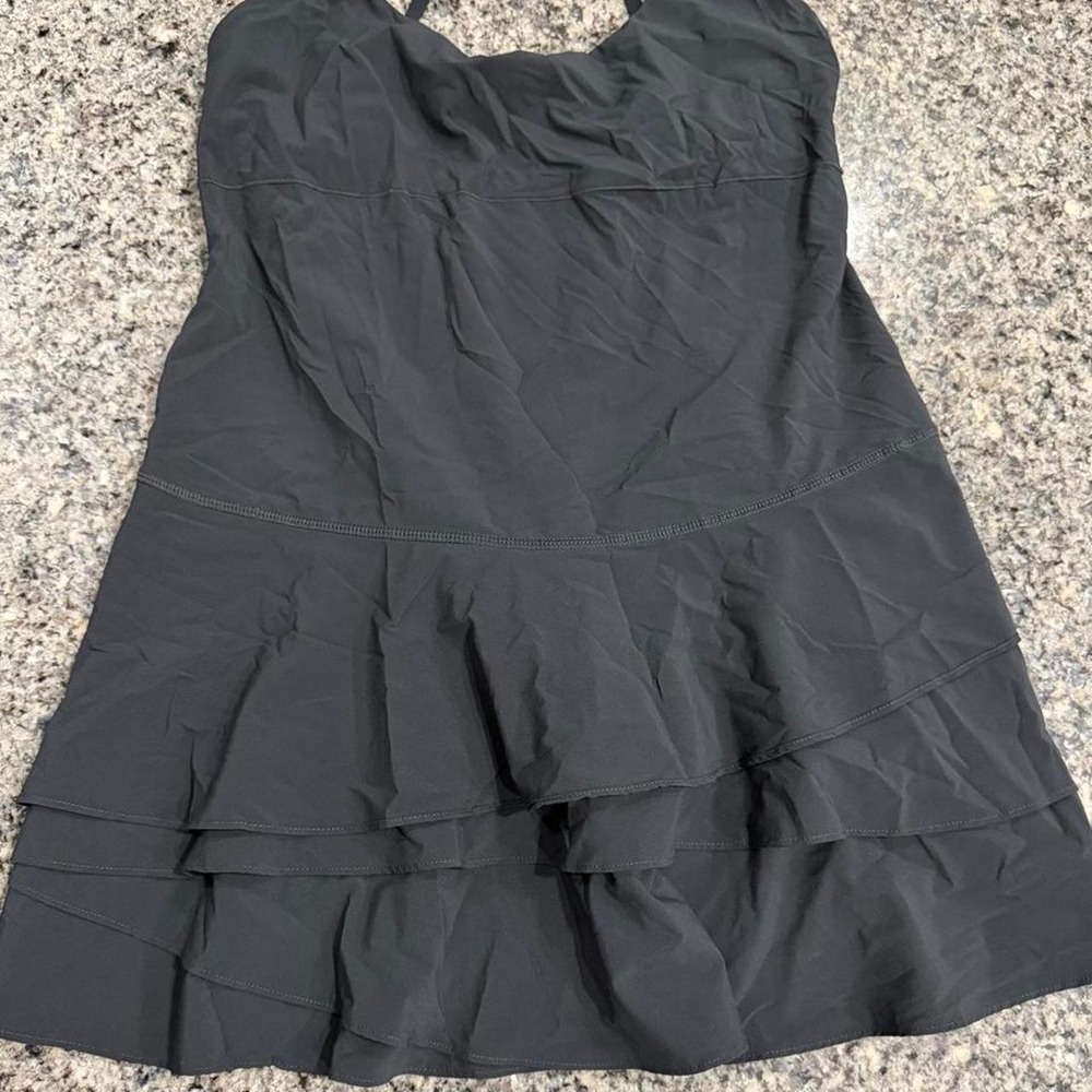 OFFLINE by Aerie Real Me Maggie Tiered Tennis Dress Black Grey Small